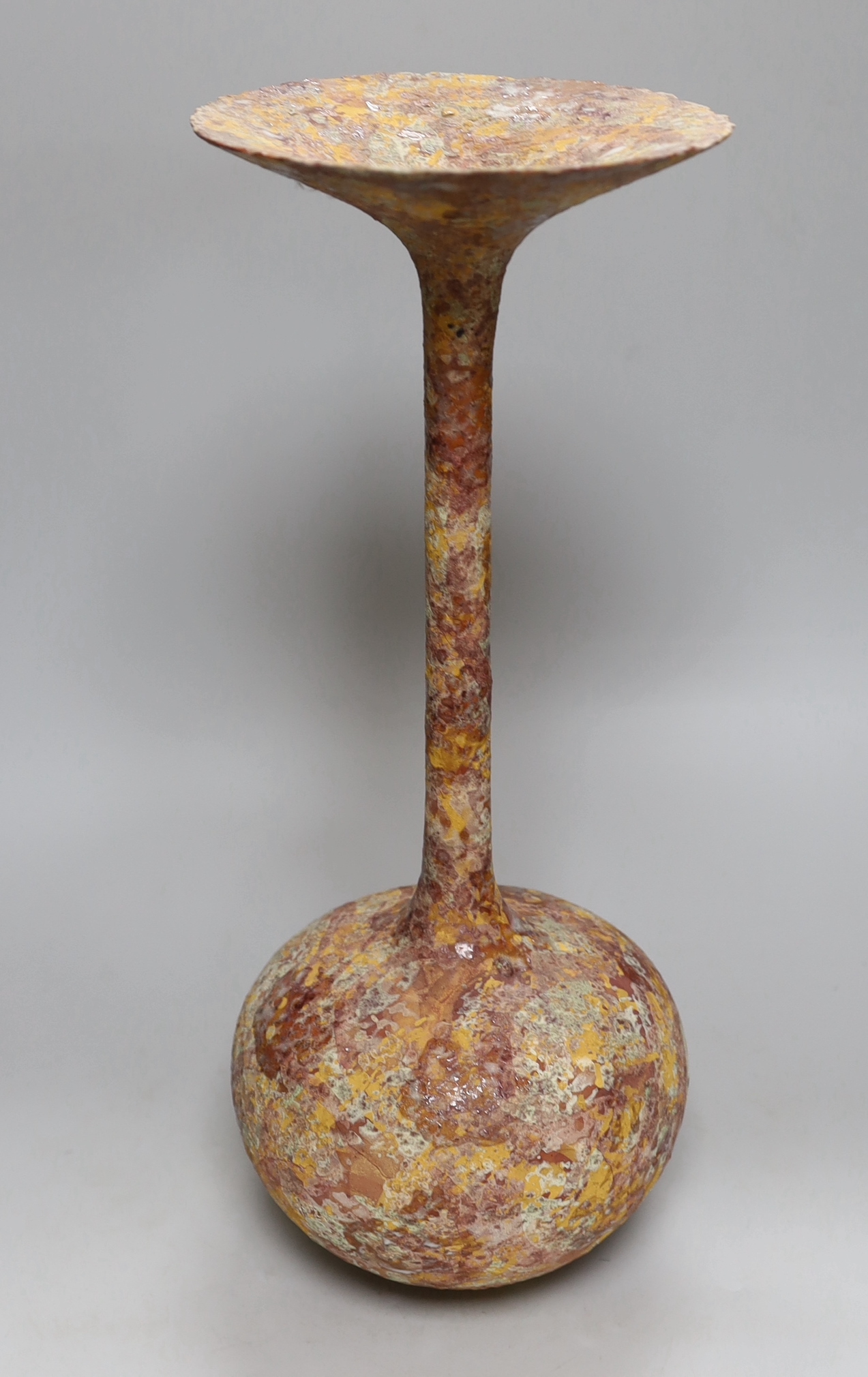 A Hillary La Force earthenware thin-necked vase with speckled glaze, 42cm